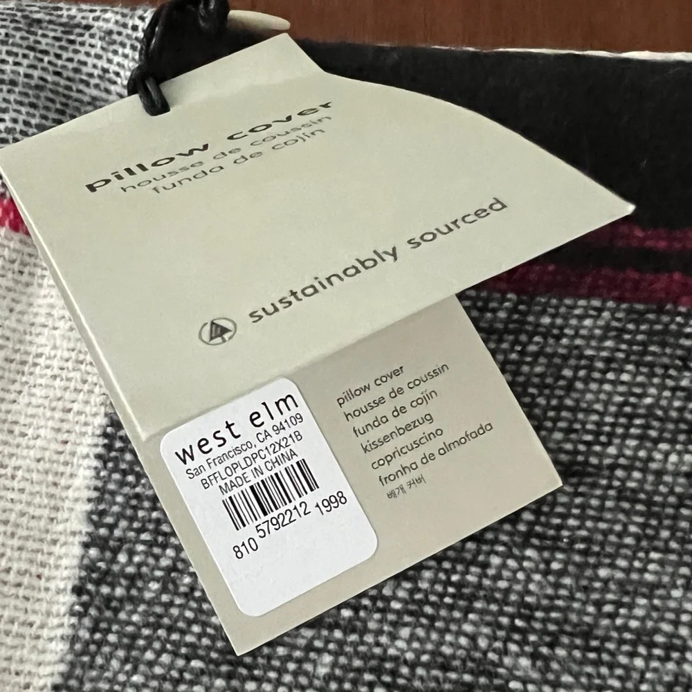 west elm | buffalo plaid pillow cover NWT